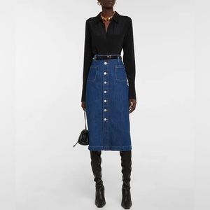 FRAME Le Bardot Denim Midi Skirt sz 23 BRAND NEW
